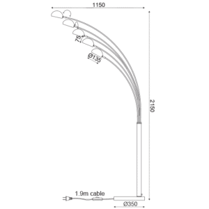 Лампион ACA Lighting MARKELLA 5x60W, бял и месинг - Image 2