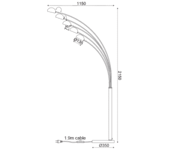 Лампион ACA Lighting Markella 5x60W E14, хром/мрамор - Image 2