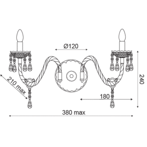 Аплик с две крушки E14 2x40W ACA LIGHTING PEGASUS - Image 2