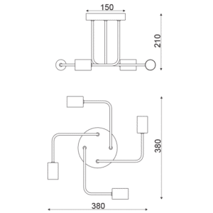 Плафон ACA LIGHTING COBRA 4x60W E27 метал димируем - Снимка 2