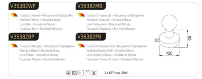 Аплик ACA LIGHTING JOY E27 40W бял и античен месинг - Снимка 3