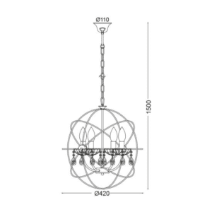 Пендел ACA Lighting CATANIA E14 4x40W димиран таванен - Снимка 2