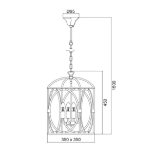 Пендел ACA Lighting Frida, 4x40W, E14, антично бял - Снимка 2