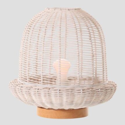 TABLE LAMP E27 BASE WOOD & RATTAN  Φ29x30 WHITE 144-78001