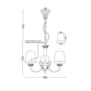 Полилей ACA LIGHTING Avignon E14 3x40W, антично бял/златист - Image 3