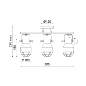 Плафон ACA Lighting 3x60W E27 черен с бяла решетка - Image 2