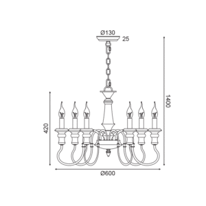 Полилей ACA Lighting Toulouse, 6x40W, E14, димируем - Image 2