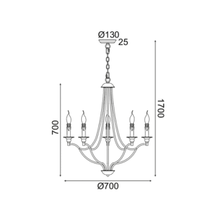 Полилей ACA Lighting LYON 6x40W E14 димируем - Снимка 3