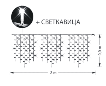 LED ВИСУЛКИ, СТУДЕНО БЯЛО И СВЕТКАВИЦА, 3X0.9М - Image 3