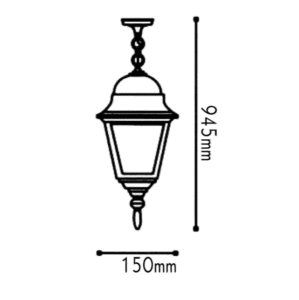 Градински пендел ACA LIGHTING HI6045GB SQUARE PENDANT GARDEN - Image 2
