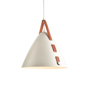 Пендел ACA Lighting Naomi E27 40W бял/кафяв метал/кожа - Снимка 1