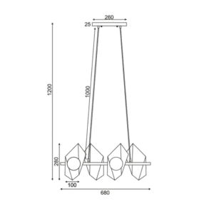 Пендел ACA LIGHTING HL42594P68BG, 4x40W, G9, златисто-черен - Снимка 2