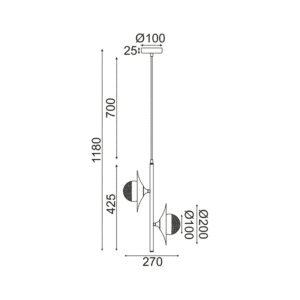 Пендел G9 2x10W ACA Lighting HL4302P27BC мед/черен - Image 2
