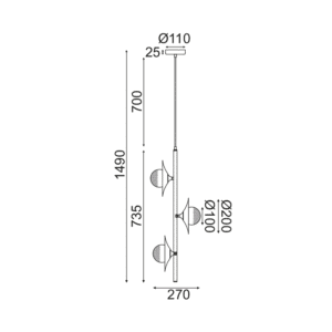 Пендел ACA LIGHTING HL4303P27BC, G9, 3x10W, димируем - Снимка 2