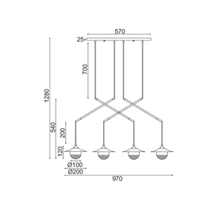 Пендел ACA LIGHTING HL4314P96BB с 4x10W G9, месинг/стъкло - Image 3
