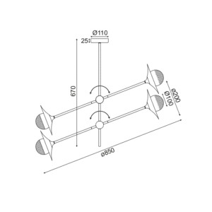 Пендел ACA Lighting Layla G9, 4x10W, месинг/стъкло - Image 2