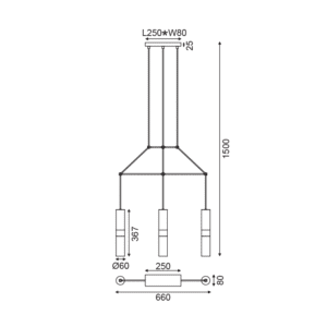 Пендел ACA LIGHTING DA VINCI, 3x35W, GU10, черен/месинг - Image 3