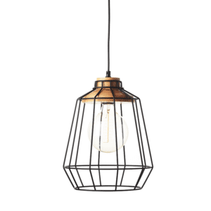 Пендел ACA LIGHTING KENNEDY E27 60W черен дърво-метал