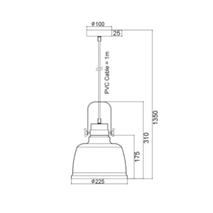 Пендел ACA LIGHTING ERNEST E27 60W метален - Снимка 2