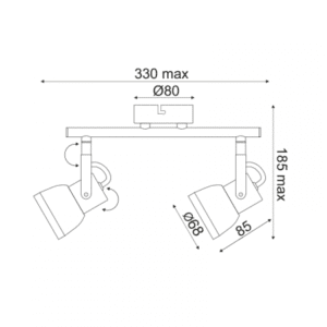 Спот лампа ACA Lighting GU10 2x50W, метал, тъмен цимент - Image 2