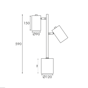Настолна лампа ACA LIGHTING KENNETH, 2x15W, E27, метал, черна - Image 2