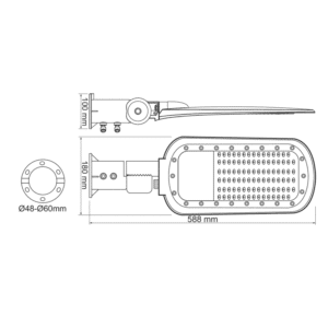 Улична лампа ACA Lighting NORD6040 60W 4000K IP66 - Снимка 3