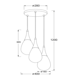 Пендел ACA LIGHTING ATENA E14 3x40W черен/кехлибар - Снимка 2