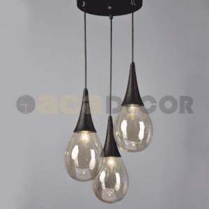 Пендел ACA LIGHTING ATENA E14 3x40W черен/кехлибар - Снимка 1