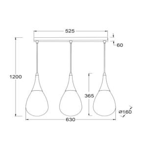 Пендел ACA LIGHTING ATENA 3x40W E14, метал и стъкло - Снимка 2