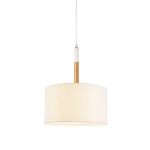 Пендел ACA LIGHTING YASMINE E27 60W бял и дърво
