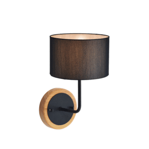 Аплик ACA LIGHTING YASMINE E27 1x60W черен/дърво - Снимка 1
