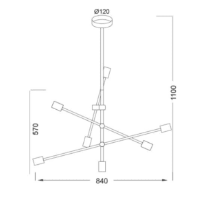 Пендел с 7xE27, 7x60W, ACA LIGHTING LUTHER, черен метал - Image 3