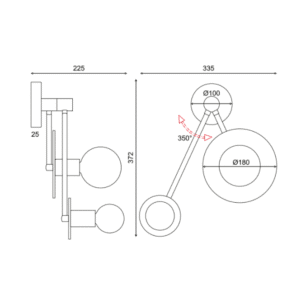 Аплик с фасунга E27 2x40W ACA Lighting OD742W74BM черен - Снимка 4