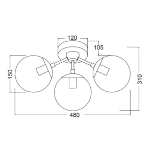 Плафон ACA LIGHTING BOMBAY E14 3x40W димиращ, черен - Image 2