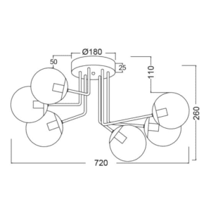 Плафон ACA LIGHTING BOMBAY, 6x40W, E14, черен - Image 2