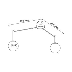 Плафон 2x40W ACA LIGHTING TIRAMOLLA метал и стъкло - Снимка 3