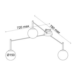 Плафон ACA LIGHTING TIRAMOLLA 3x40W за таван - Снимка 3