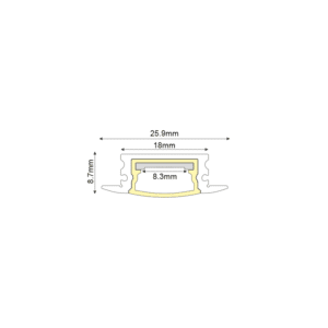 Алуминиев профил за LED лента ACA Lighting P147U 2000мм IP65 - Image 3