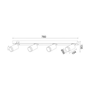 Спот ACA LIGHTING RA3634SBK за таван, 4x10W, GU10, черен - Image 2