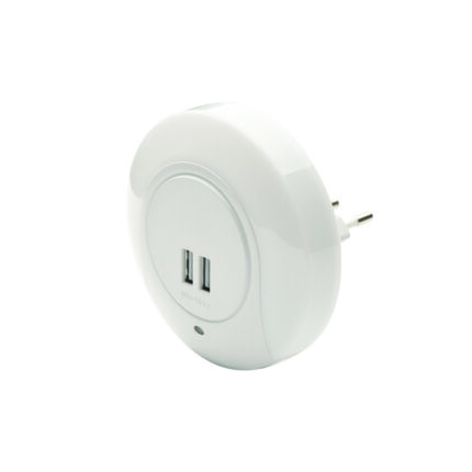 Нощна лампа Sensor 1W 4000K с 2 USB порта, бяла, 230V - Снимка 1