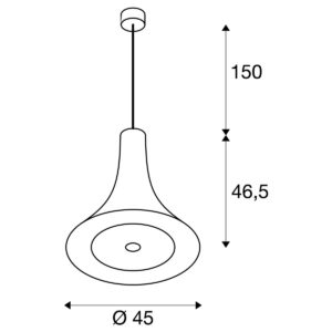 Пендел SLV BATO 45 PD LED 30W 2700K черен - Image 2