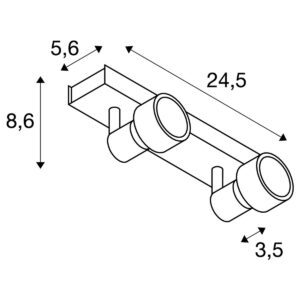Плафон SLV PURI 2 с 2x50W, GU10, черен - Image 3