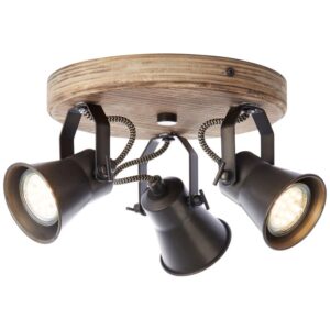 Плафон Brilliant 3x5W GU10 черен и дърво