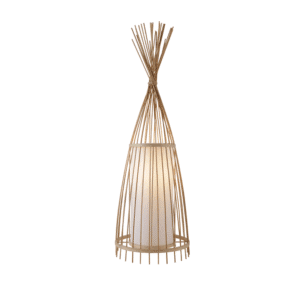 Лампион ACA Lighting Serifos E27 60W бамбук бежов/бял - Снимка 1