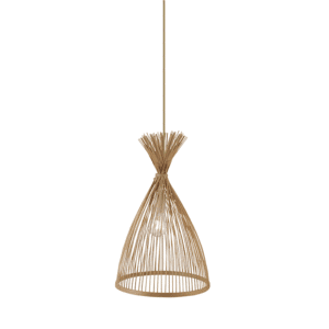 Пендел ACA Lighting Serifos E27 1x60W бамбук - Снимка 1