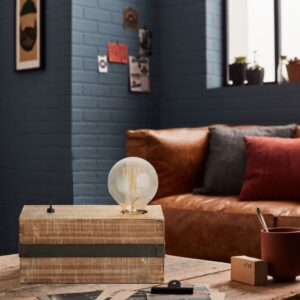 Настолна лампа Brilliant WOODHILL, 30W, E27, черен/антик - Снимка 3