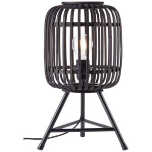Настолна лампа Brilliant Woodrow, 60W, E27, черен/бамбук - Снимка 1
