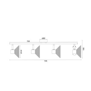 Спот ACA LIGHTING PALOMA 4x40W E14 черен метал таванен - Image 2