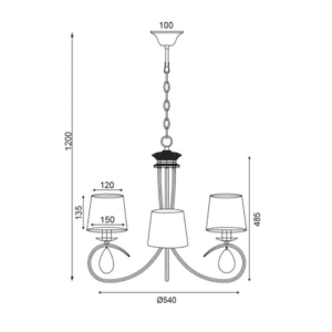 Полилей ACA LIGHTING BASILICO E14 3x40W мед/злато/черен - Снимка 2