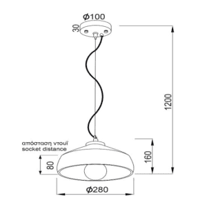 Пендел с фасунга E27 60W ACA Lighting ELVIS сив цимент - Image 2